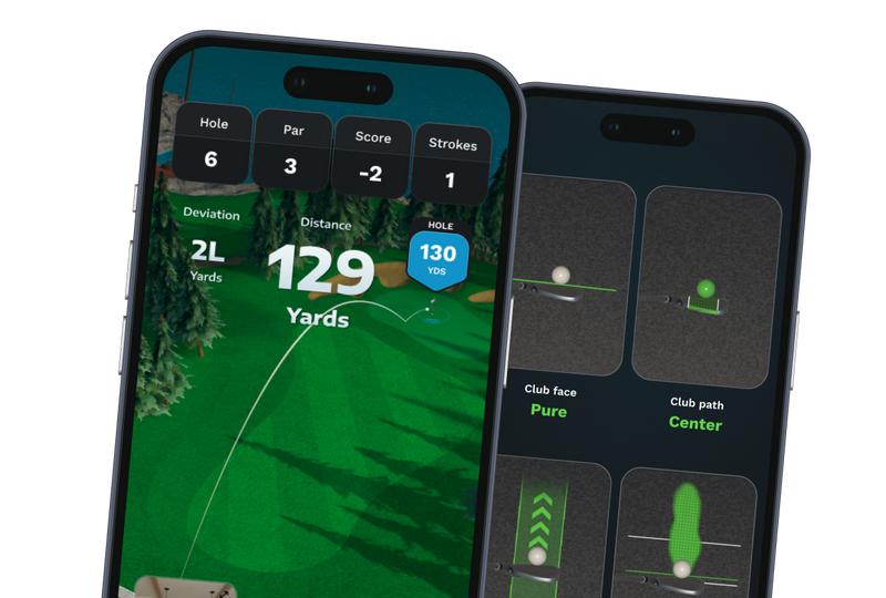 Two smartphones featuring the Golf Daddy App
